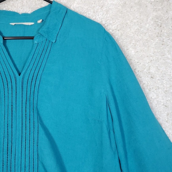 Soft Surroundings Women Linen Tunic Top Size XL 3/4 Sleeve‎ Vacation Beachy - Picture 4 of 13